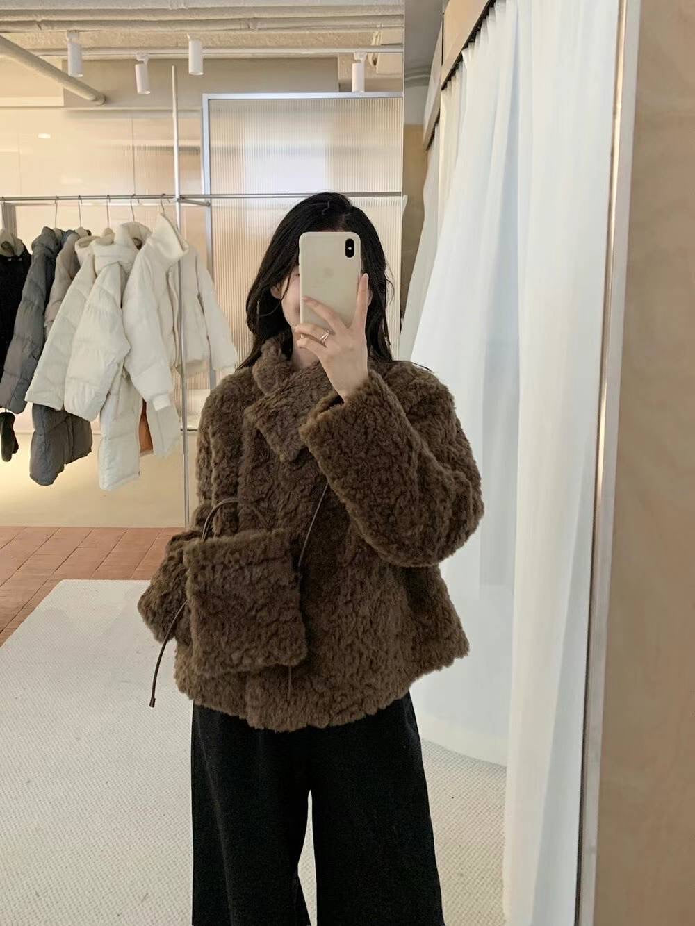 Kelly Designs Shearling Fur Brown Coat (Instock)