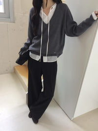 Korean APM Collection Two Colors Suit Pants - Half Elastic Designs (Instock)