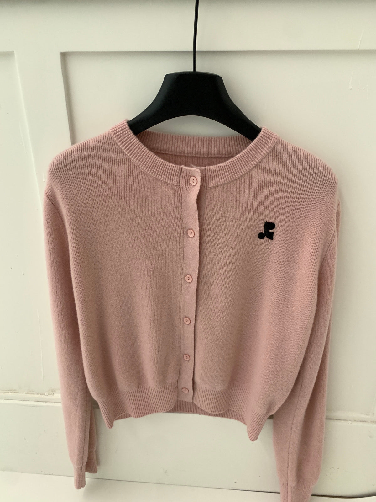 Kelly Designs Embroidery Logo Pink Wool Cardigan (Instock)