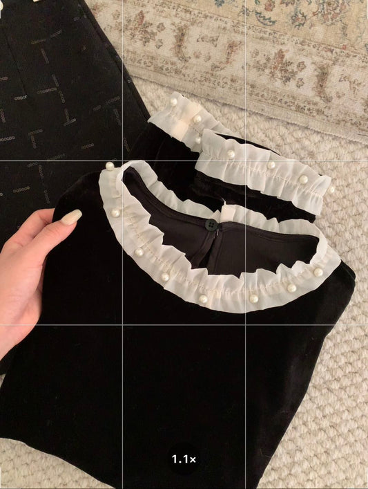 Kelly Designs Velvet Ruffle Trim Top(Instock)