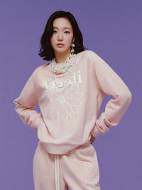 Mardi Mercredi SWEATSHIRT RAGLAN FLOWERMARDI_Pink Ivory (Instock)