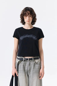MATIN KIM LOGO CROP TOP IN BLACK (Instock)