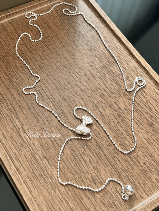Kelly Designs Ribbon Elasticity Silver Necklace (Instock)