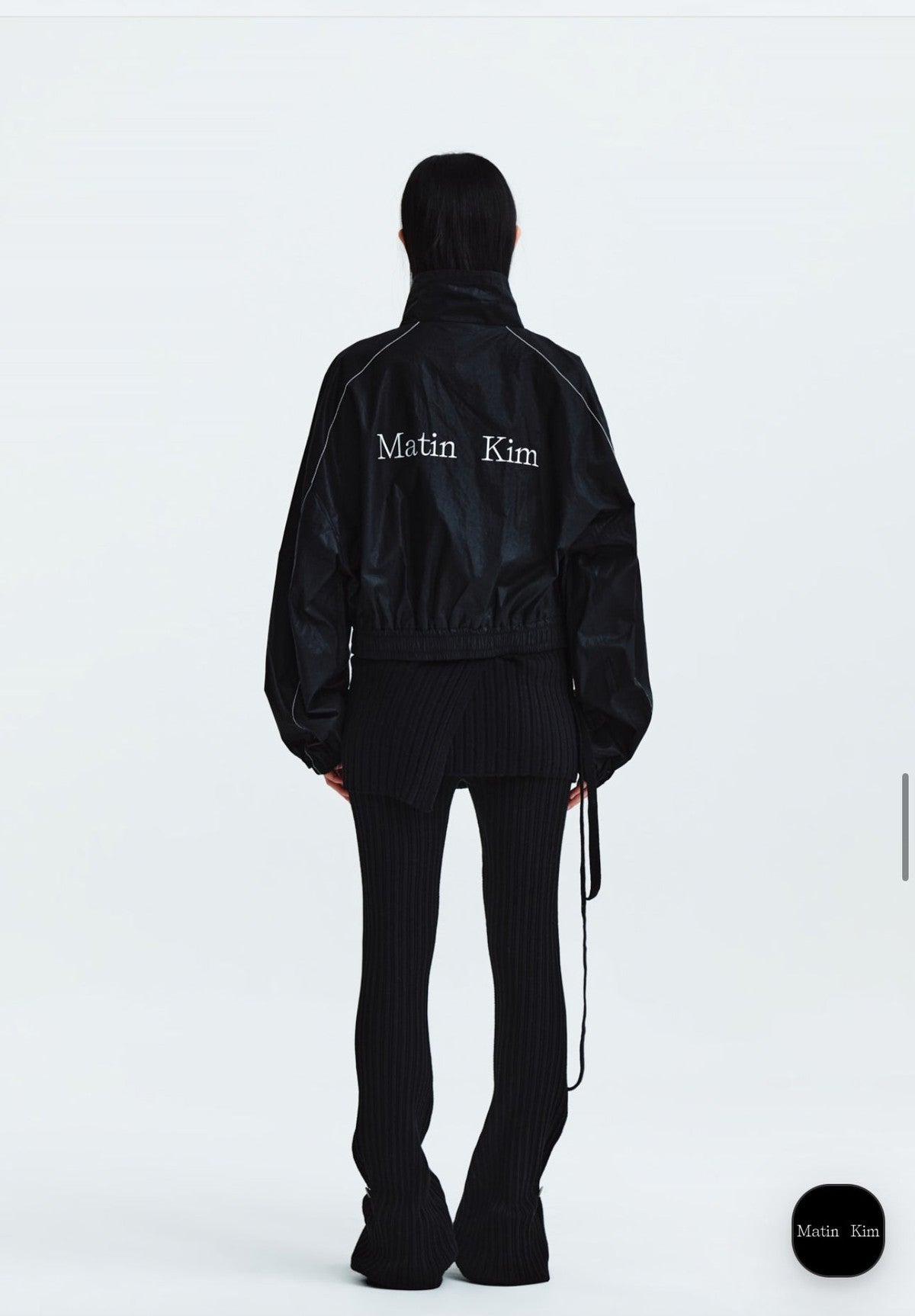 MATIN KIM MATIN COATING CROP BLOUSON IN BLACK (Instock)