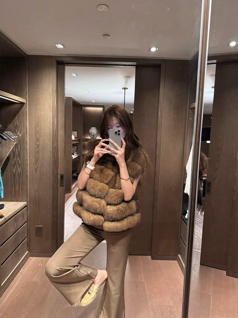 Kelly Designs Fox Fur Brown Vest (Instock)