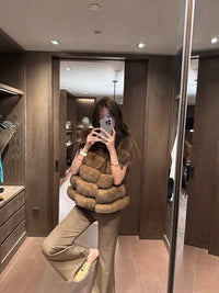 Kelly Designs Fox Fur Brown Vest (Instock)