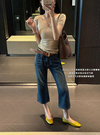 Kelly Designs Vintage Wash Cropped Flare Jeans (Instock)