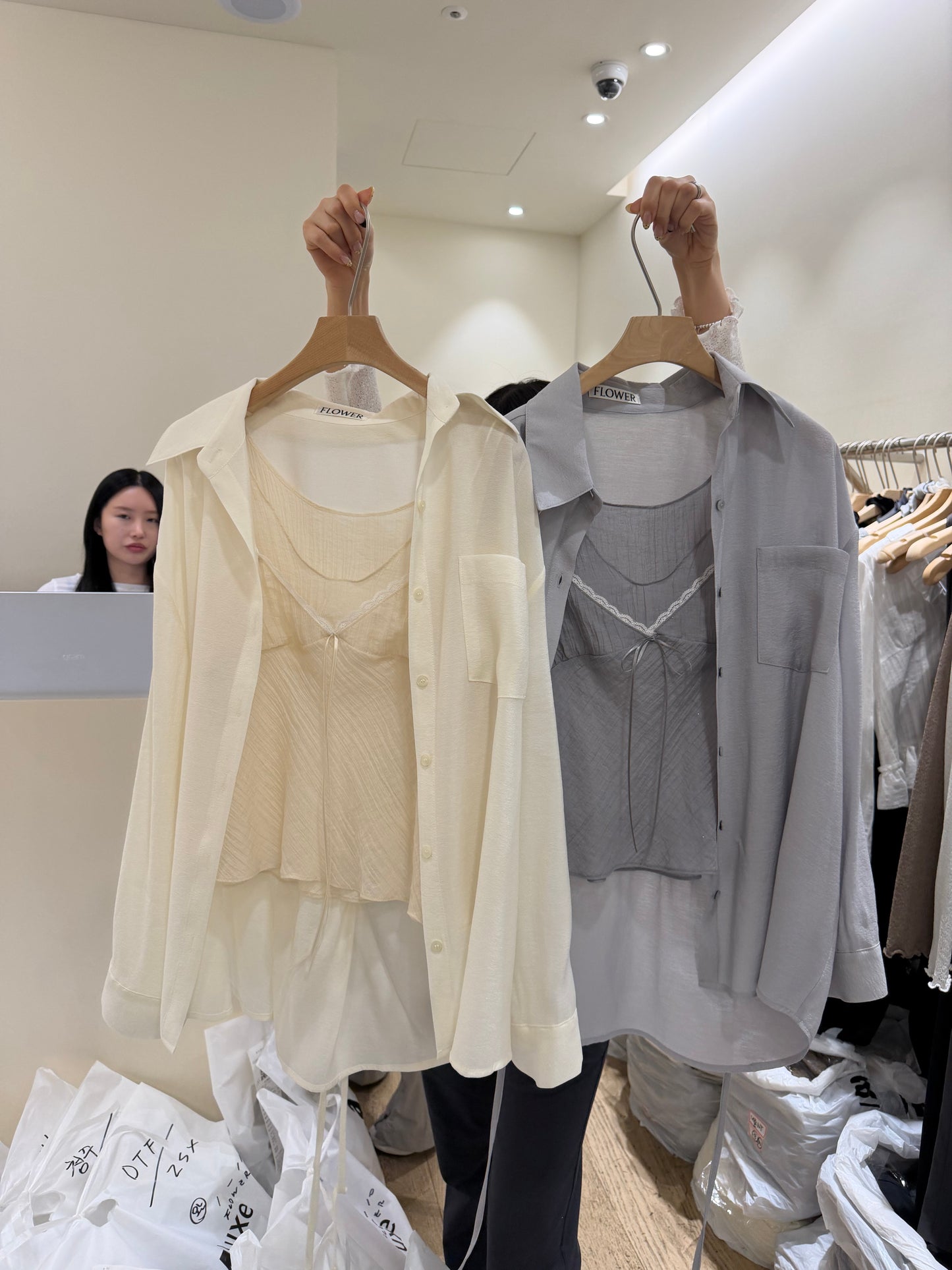 Korean APM Collection Shirt&Inner Lace Blouse-2 Colors (Instock)