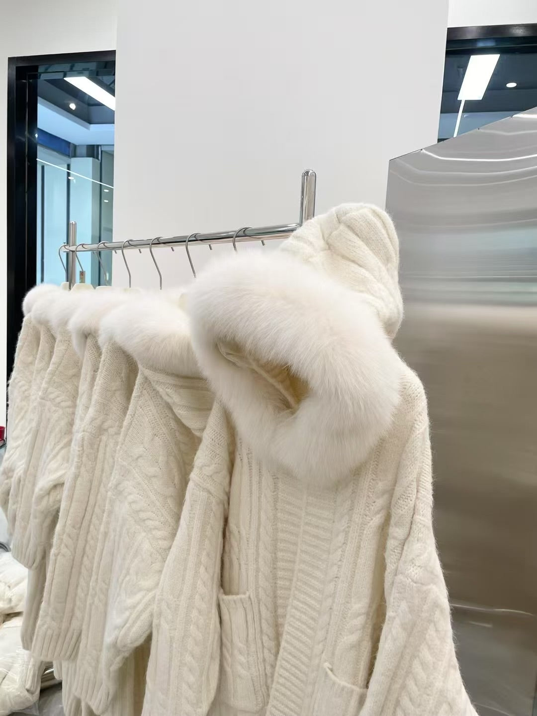 Kelly Designs Fox Fur White Long Length Cardigan (Instock)