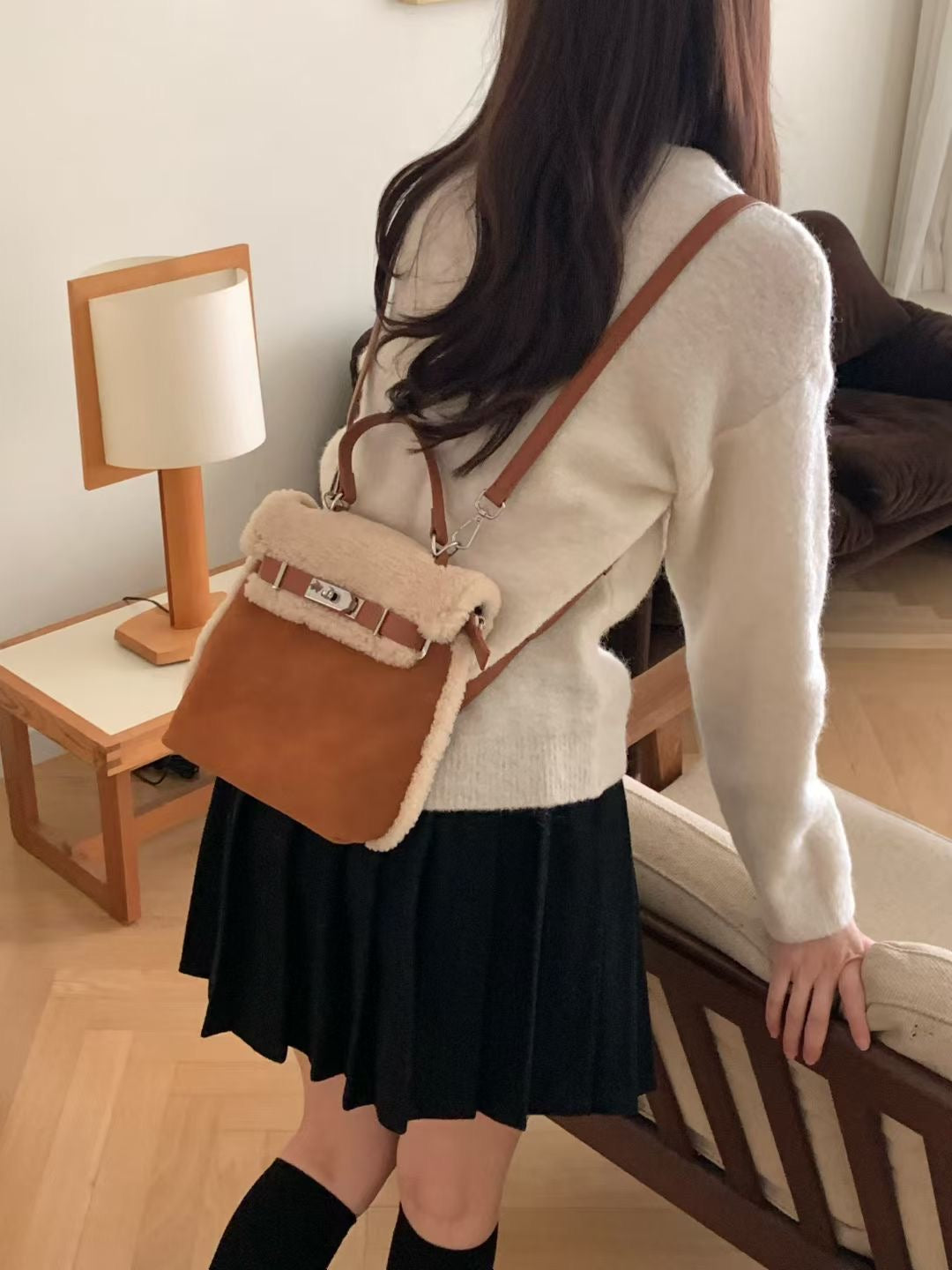 Korean APM Collection Stuffy Two Colors Leather Bag (Instock)