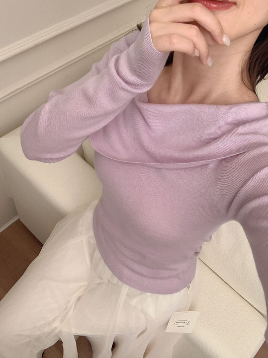Kelly Designs Soft Wool Off-Shoulder Knit Purple Top(Instock)