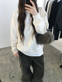 Korean APM Collection Relaxed Deep V-Neck Sweatshirt (Instock)