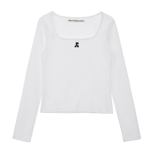 Rest&Recreation SQUARE NECK LONG SLEEVE - WHITE  (Preorder)