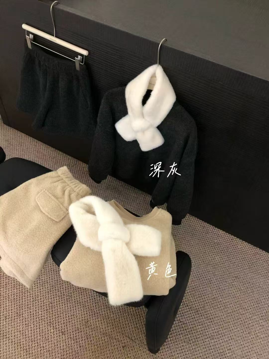 Kelly Designs Fleece Sweatshirt & Faux Fur Scarf 3-Piece Set (Instock)