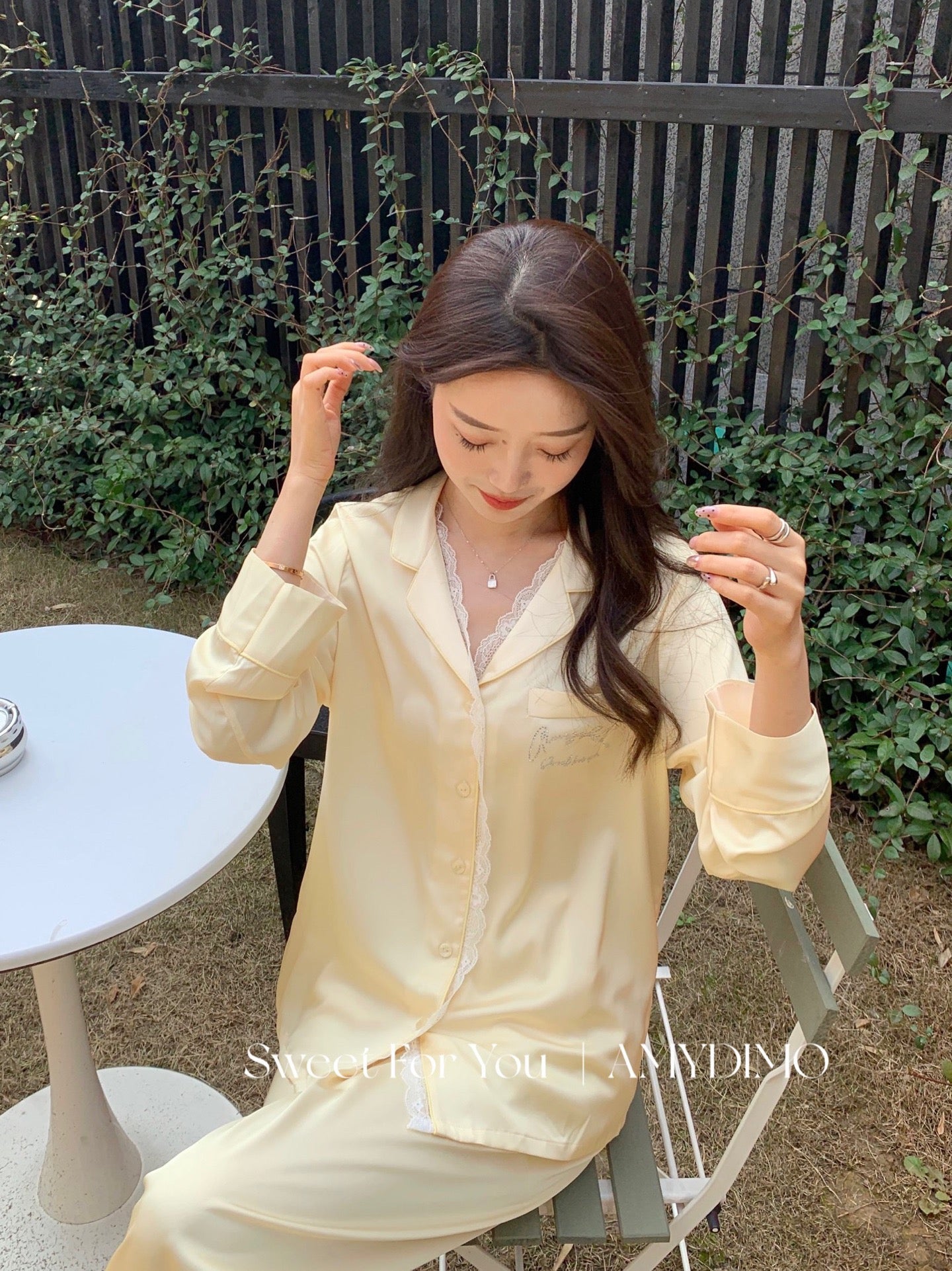 Amydimo Yellow Lace Female Pajama(Preorder)
