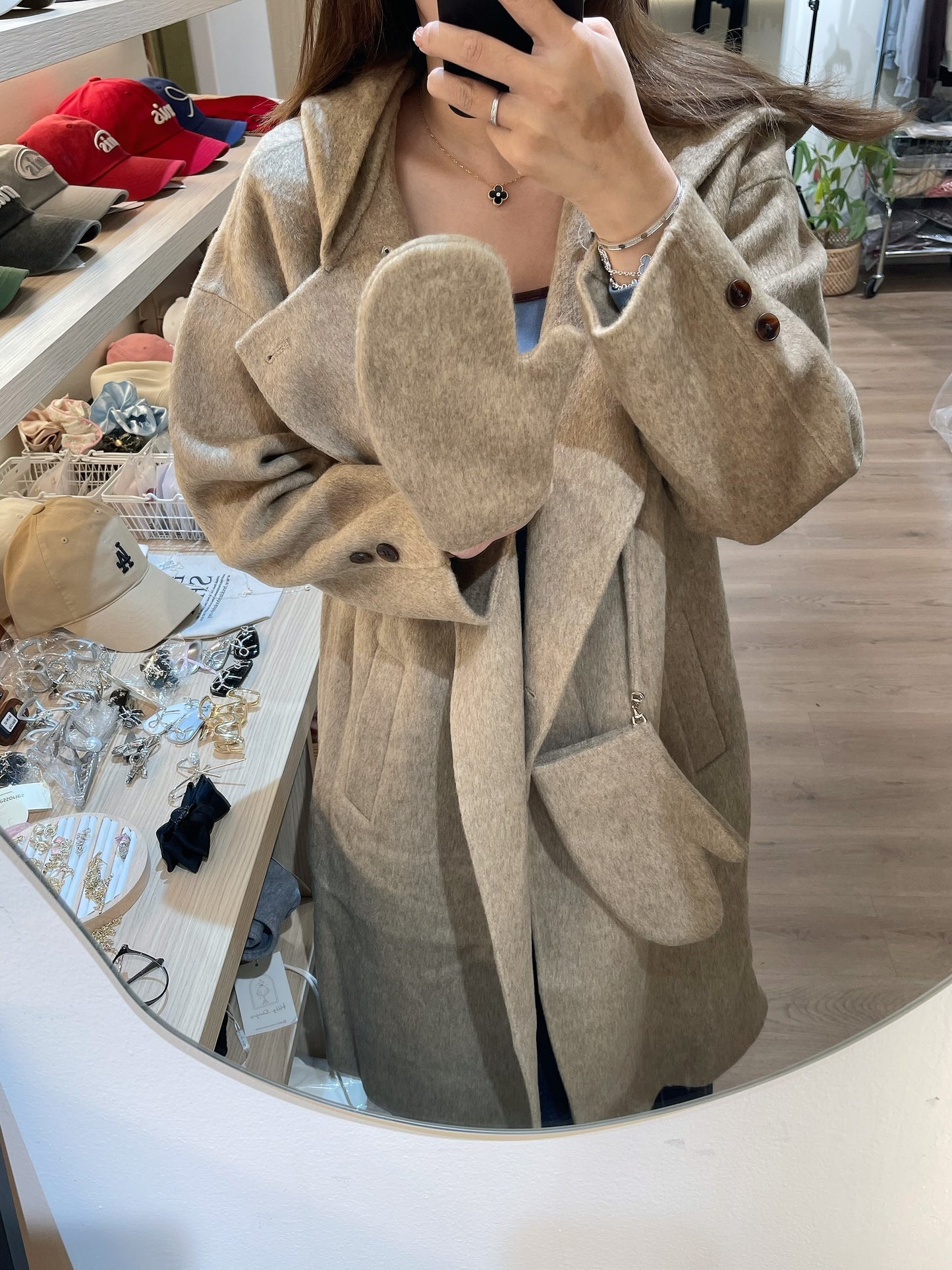 Kelly Designs Wool Oatmea Coat With Gloves (Instock)