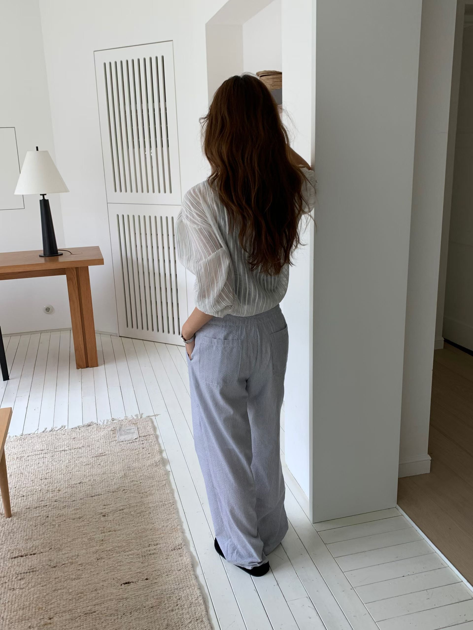 Korean APM Collection Stripe Blue Pants (Instock)