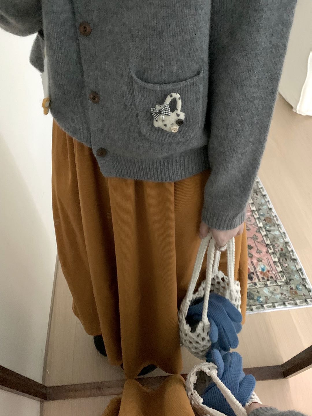 Kelly Designs Embroidery Cartoons Three Colors Wool Cardigan (Instock)