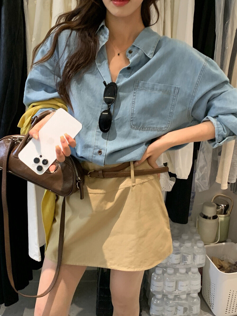 Kelly Designs Two Colors Denim Shirt (Instock)