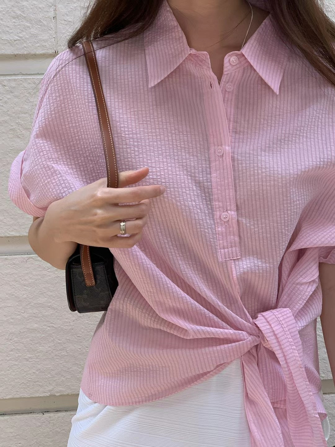 Korean APM Collection Pink Stripe Blouse (Instock)