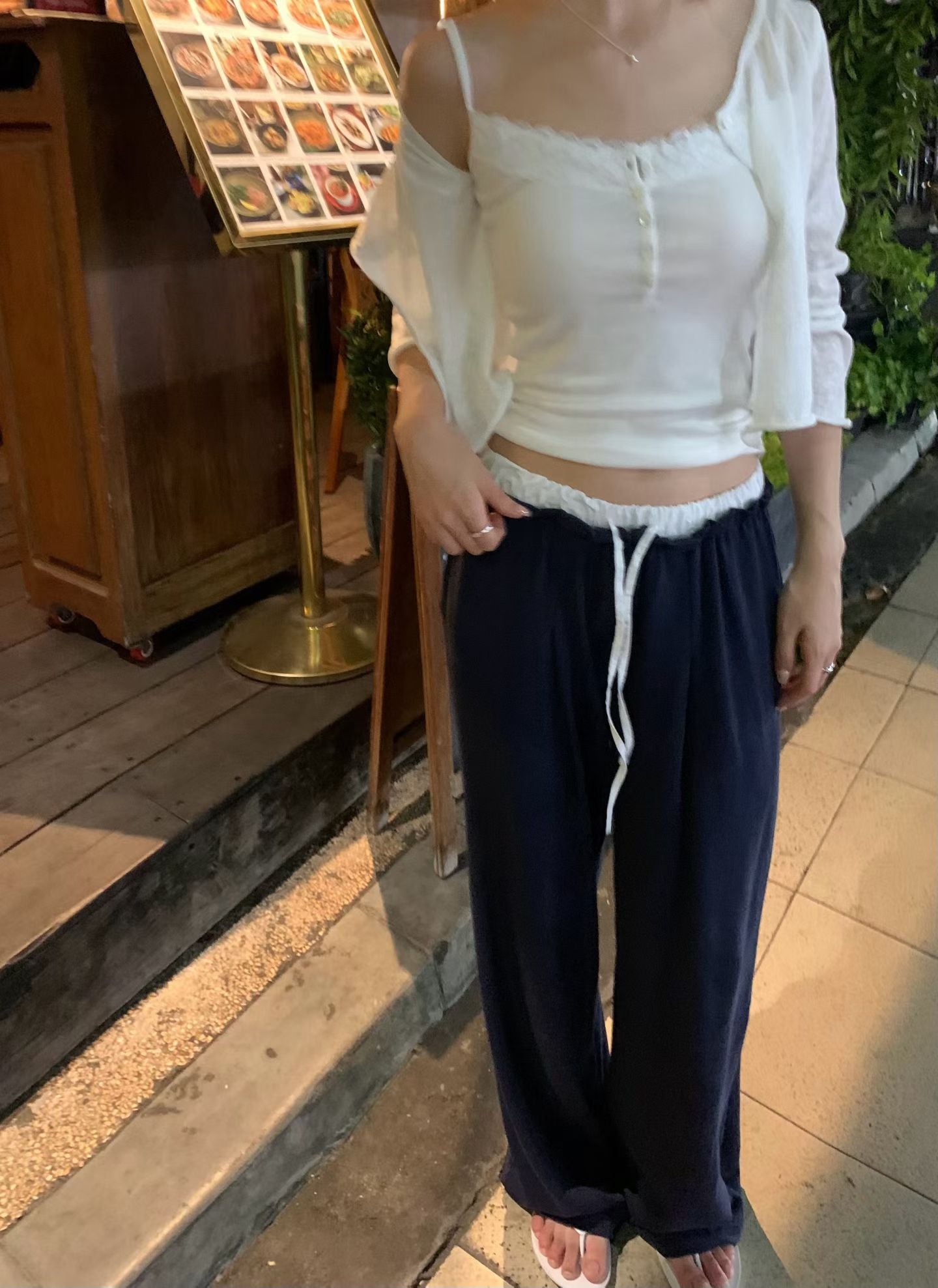 Korean APM Collection Vegetable Navy Pants (Instock)
