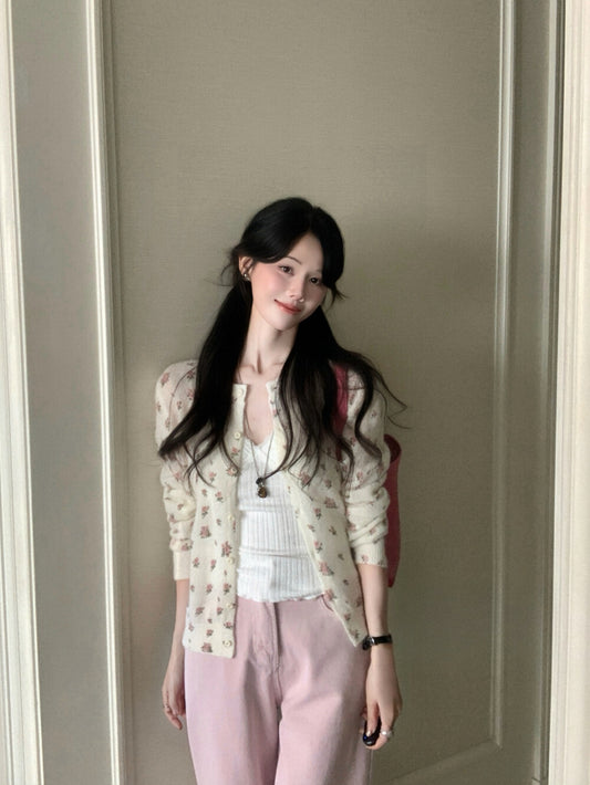 Kelly Designs Floras Beige Mohair Cardigan (Instock)