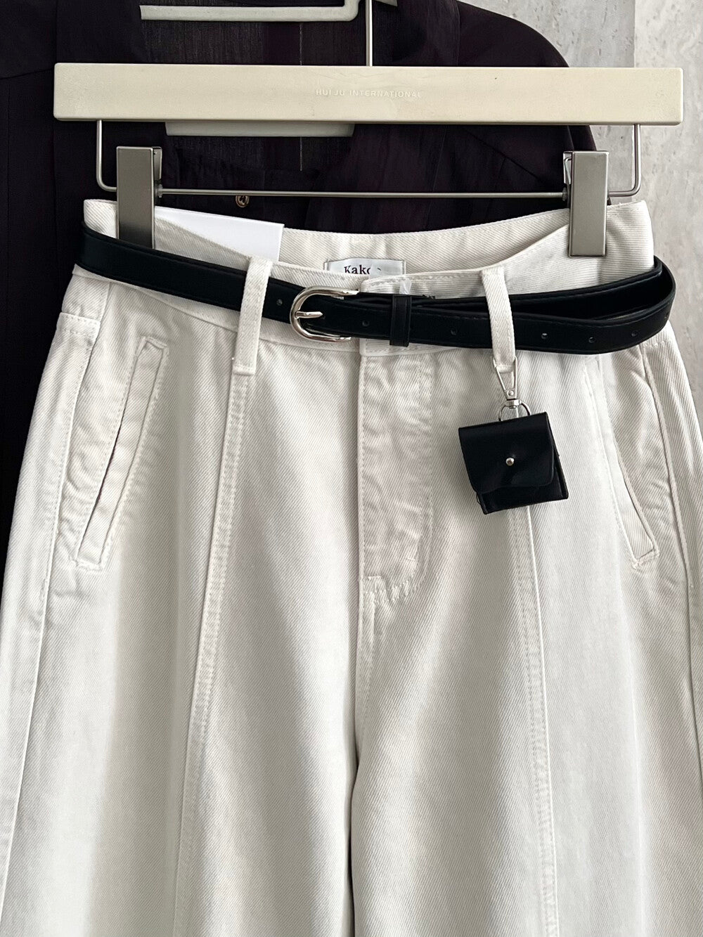 Kelly Designs Petite-Friendly Fall New High-Waist Straight-Leg Denim Pants (with Belt) (Instock)