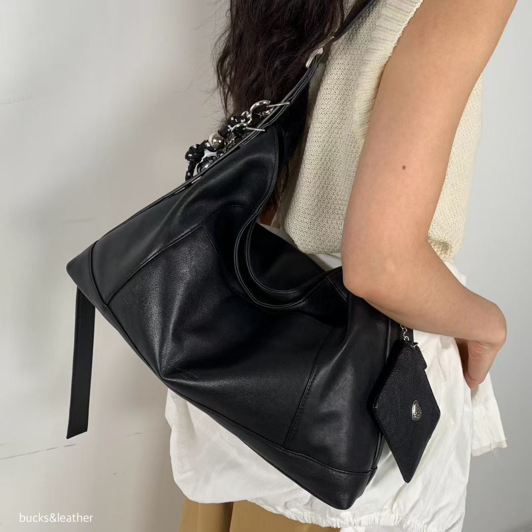 Korean APM Collection BUCKS&LEATHER Black Leather Bag (Preorder)