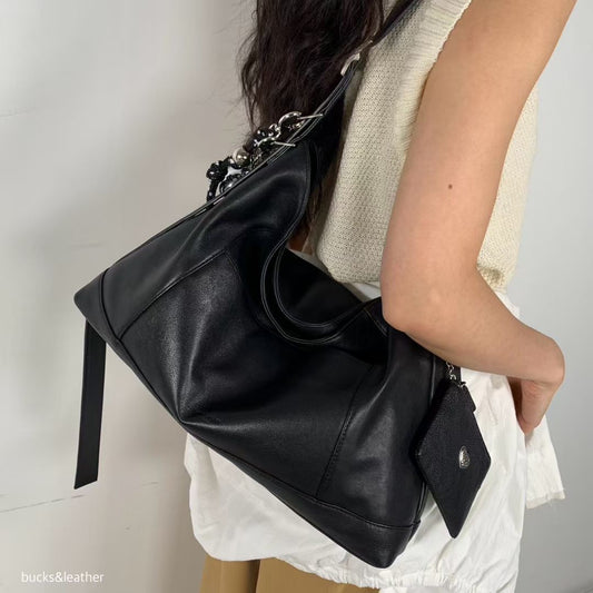 Korean APM Collection BUCKS&LEATHER Black Leather Bag (Preorder)