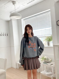 Korean Collection Bear Ruffle Hem Sweatshirt - 2 Colors (Instock)