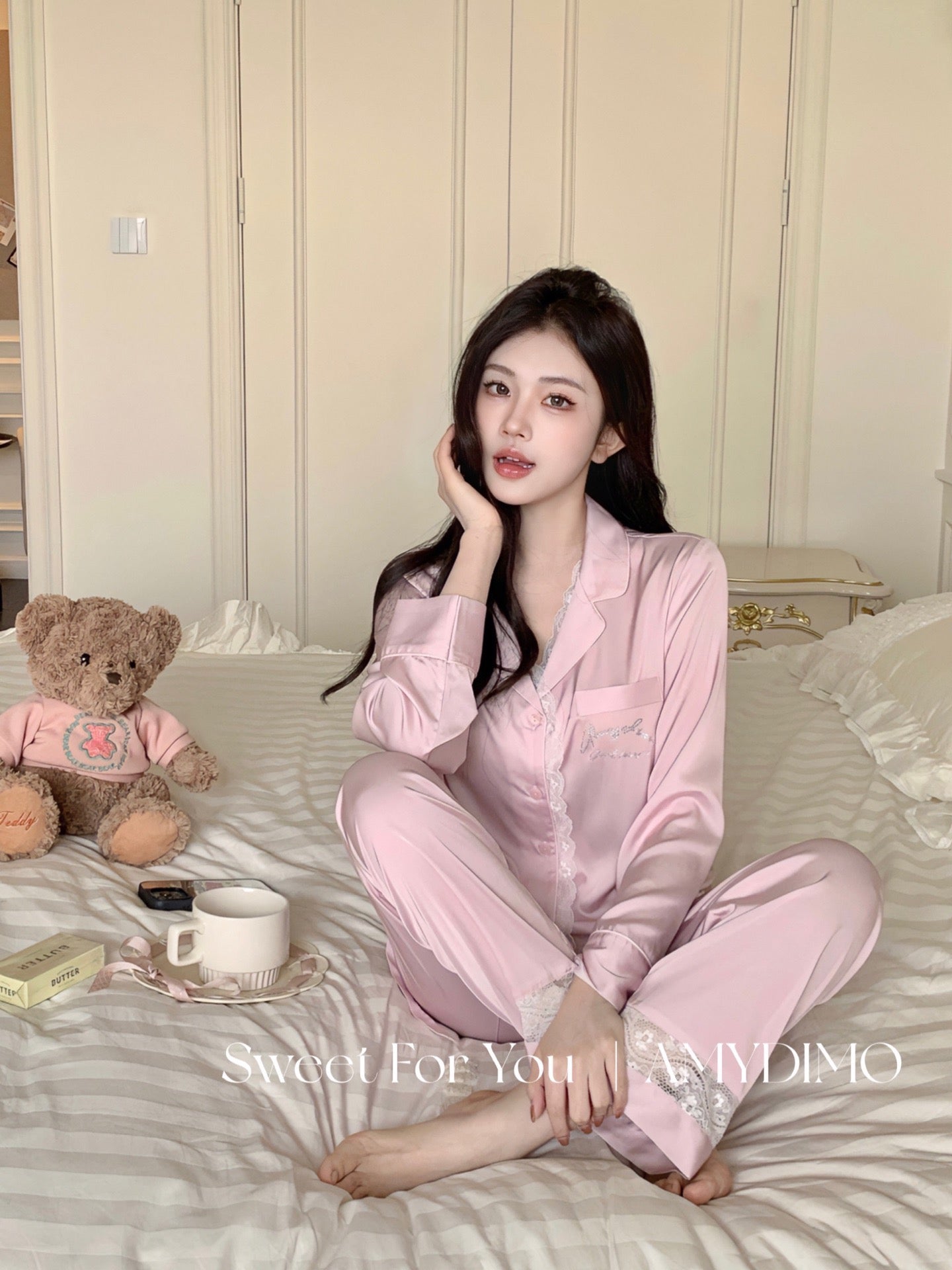 Amydimo Pink Lace Female Pajama(Preorder)