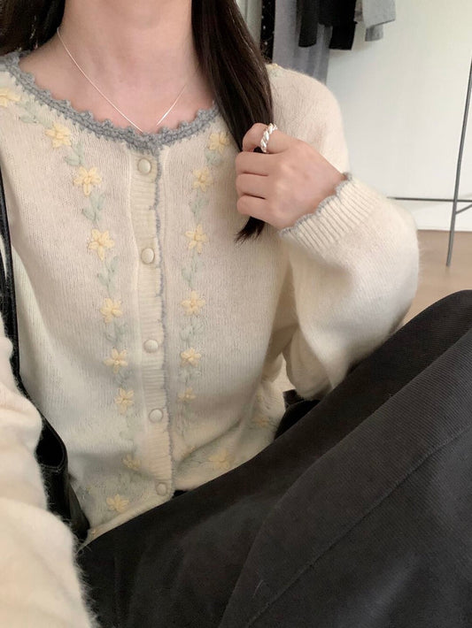 Kelly Designs “Floral Poem” Wool Embroidered Cardigan (Instock)