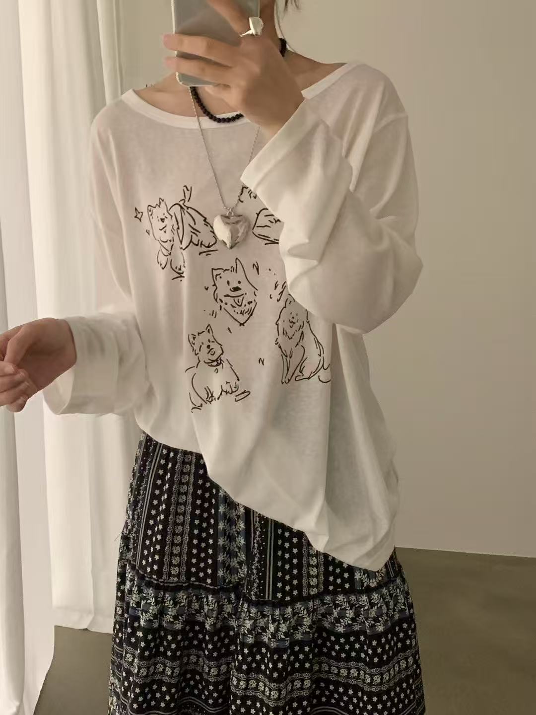 Kelly Designs Casual Graphic Sun Shirt – Puppies Long Sleeve (Instock)