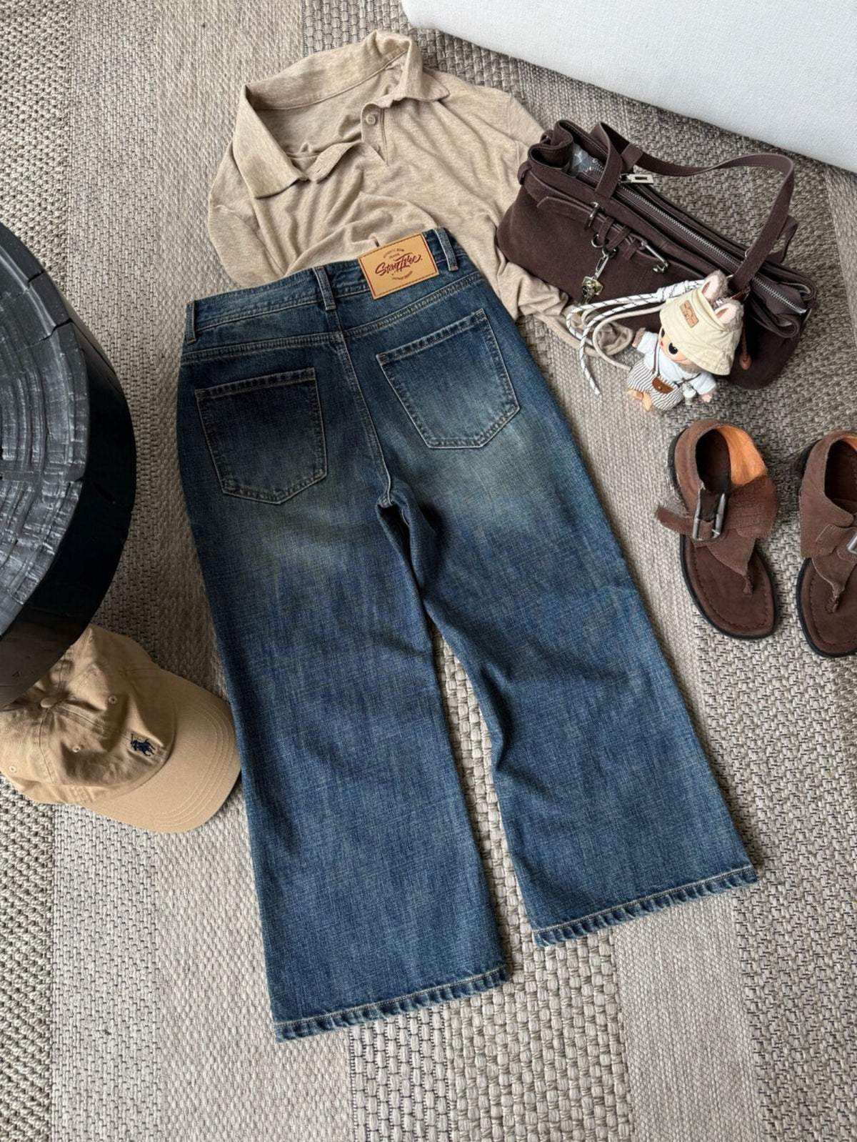 Kelly Designs Vintage Wash Wide Leg Cropped Jeans (Instock)