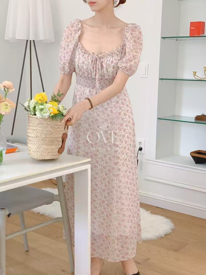 Korean APM Collection Beige Flower Dress (Instock)