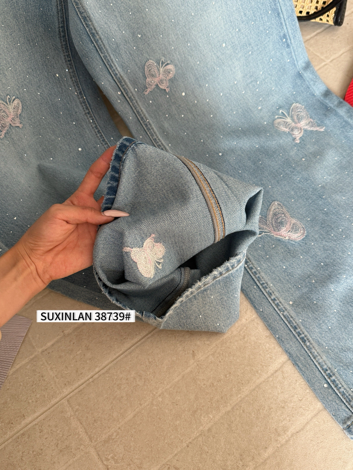 Kelly Designs Four Season Embroidery Butterflies Jeans(Instock)
