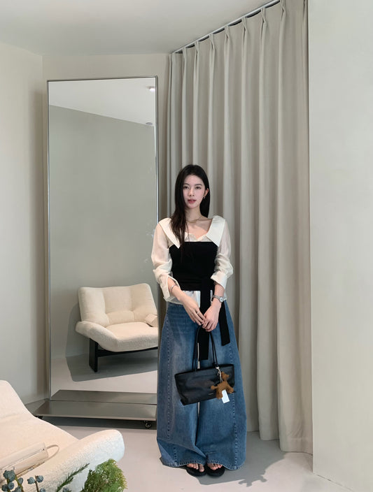 Kelly Designs Kelly Designs Fake 2pc Black Top (Instock)