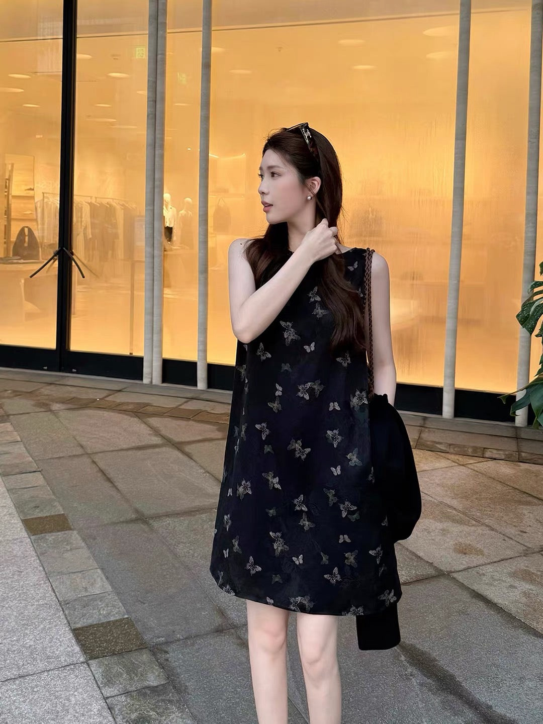 Kelly Designs Butterfly Print Silk-Feel Shift Dress (Instock)