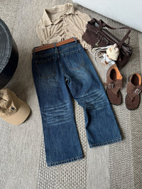 Kelly Designs Vintage Wash Cropped Flare Jeans (Instock)