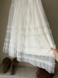 Kelly Designs Romantic Layered Tulle Maxi Skirt – White (Instock)