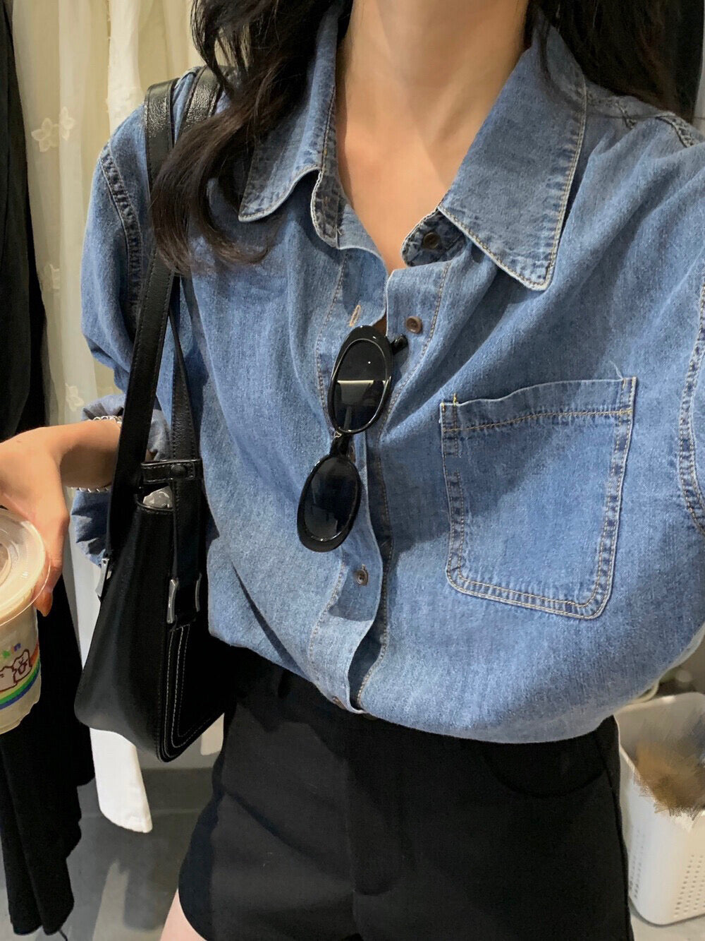Kelly Designs Two Colors Denim Shirt (Instock)
