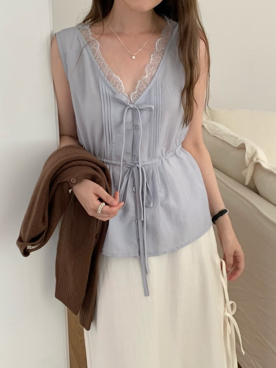 Korean APM Collection Lace Blue Top (Instock)