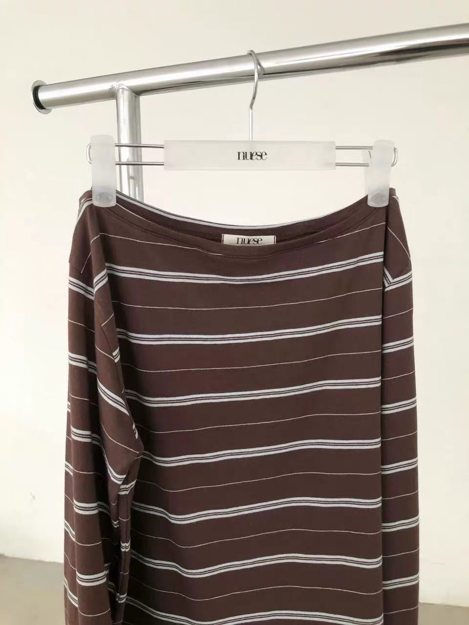 Korean Collection | Off-Shoulder Stripe Long Sleeve Top (Instock)