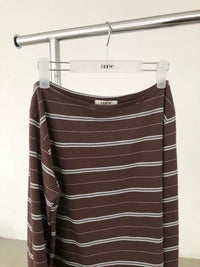 Korean Collection | Off-Shoulder Stripe Long Sleeve Top (Instock)