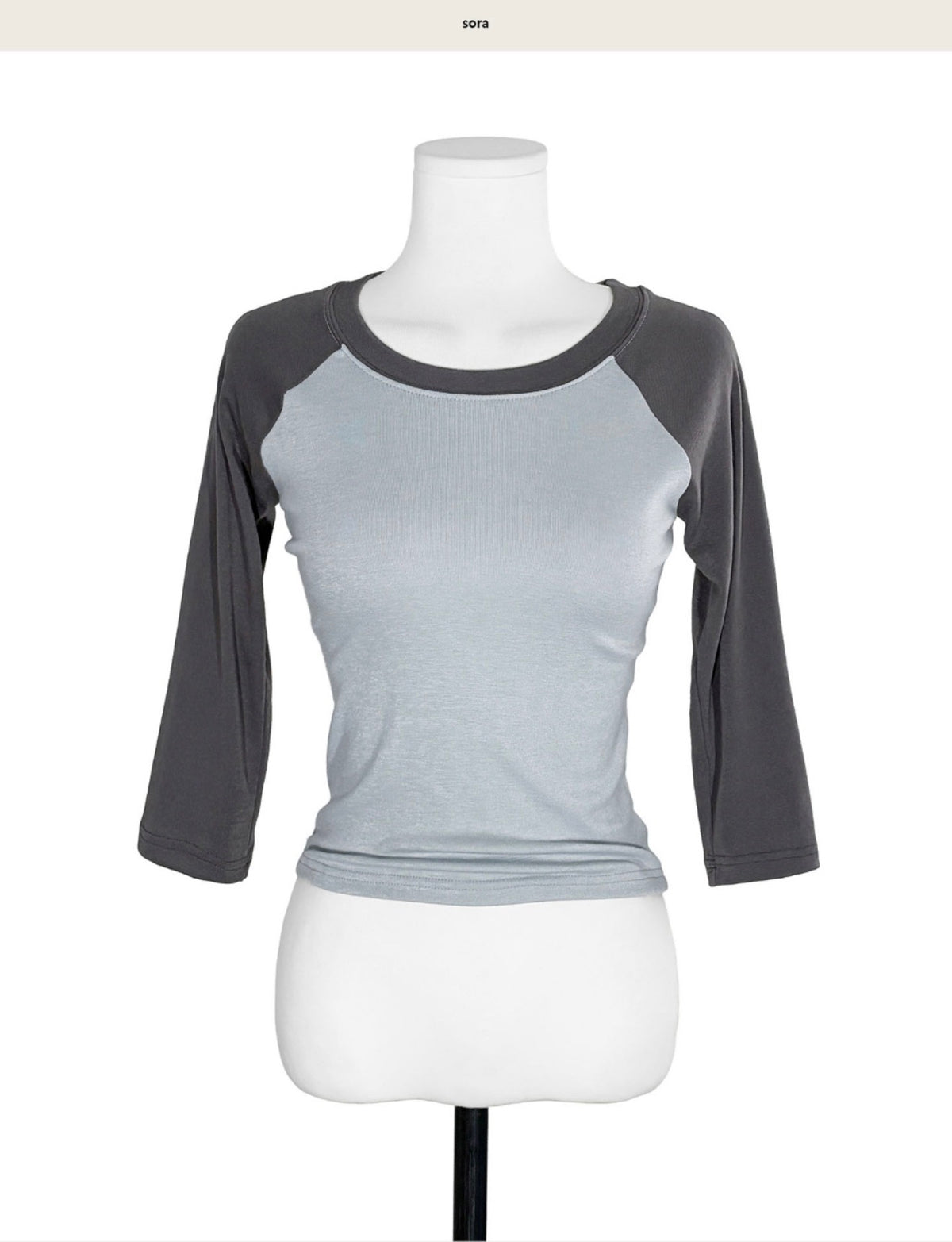 Korean Collection Tone-on-Tone Raglan 3/4 Sleeve Top (Instock)