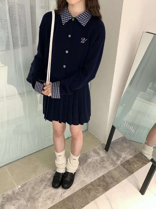 Kelly Designs Fake 2pc Navy Wool Cardigan (Instock)