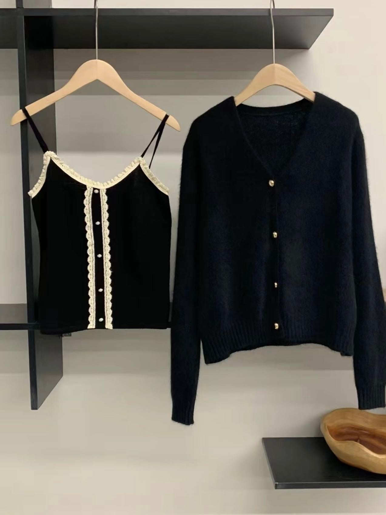 Kelly Designs Wool Lace Trim Button Cami Top (Instock)