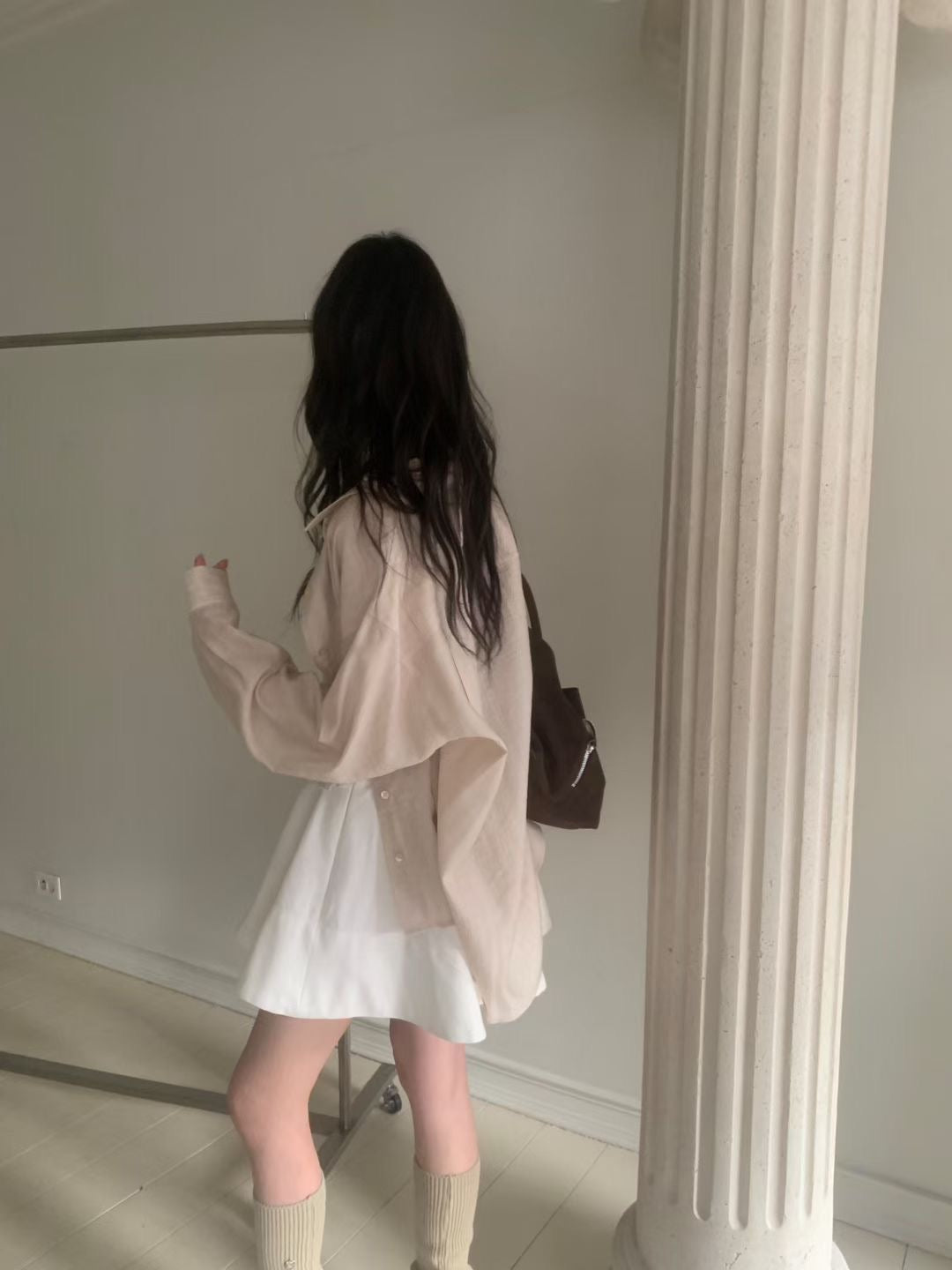 Korean APM Collection Spring Shirt-Khaki/Pink (Instock)