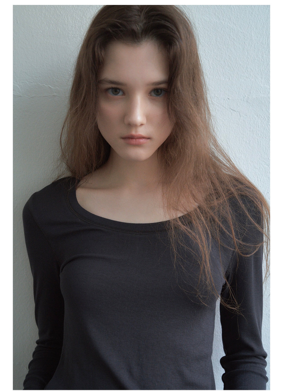 Korean Soft U-Neck Contrast Stitch Long Sleeve Top – 7 Colors (Instock)