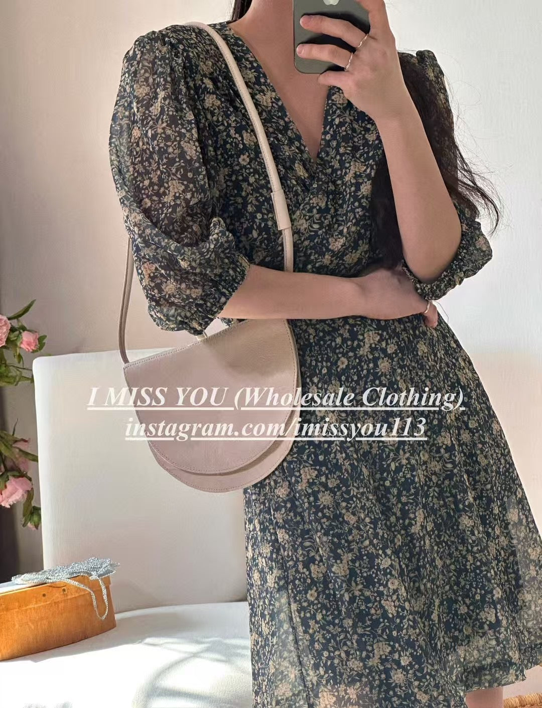 Korean APM Collection I Miss You Black Mid Dress (Instock)